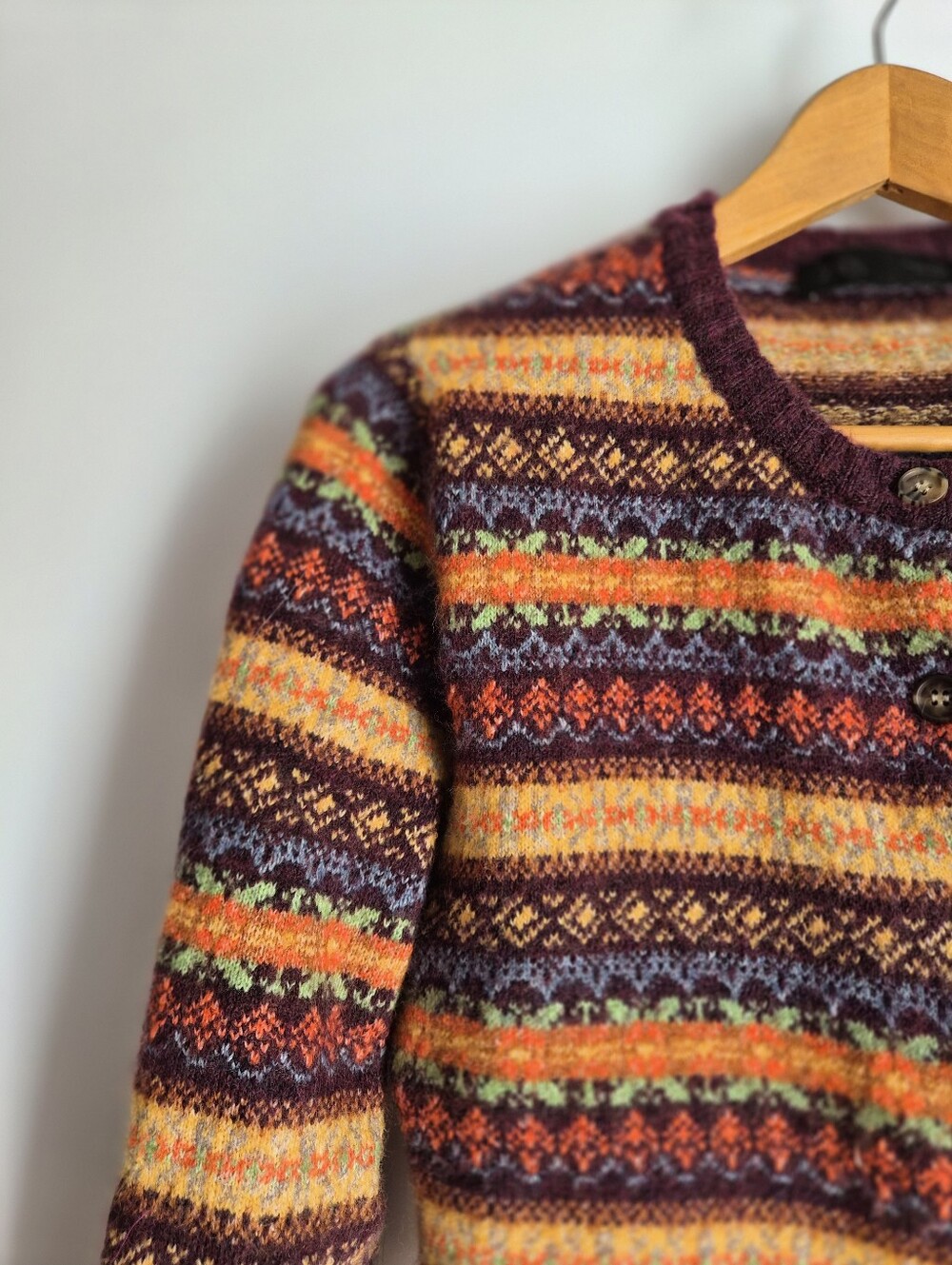 Zara Fair Isle Cropped Wool Blend Cardigan Sweater Size L Whimsigoth Boho Retro - Picture 2 of 13